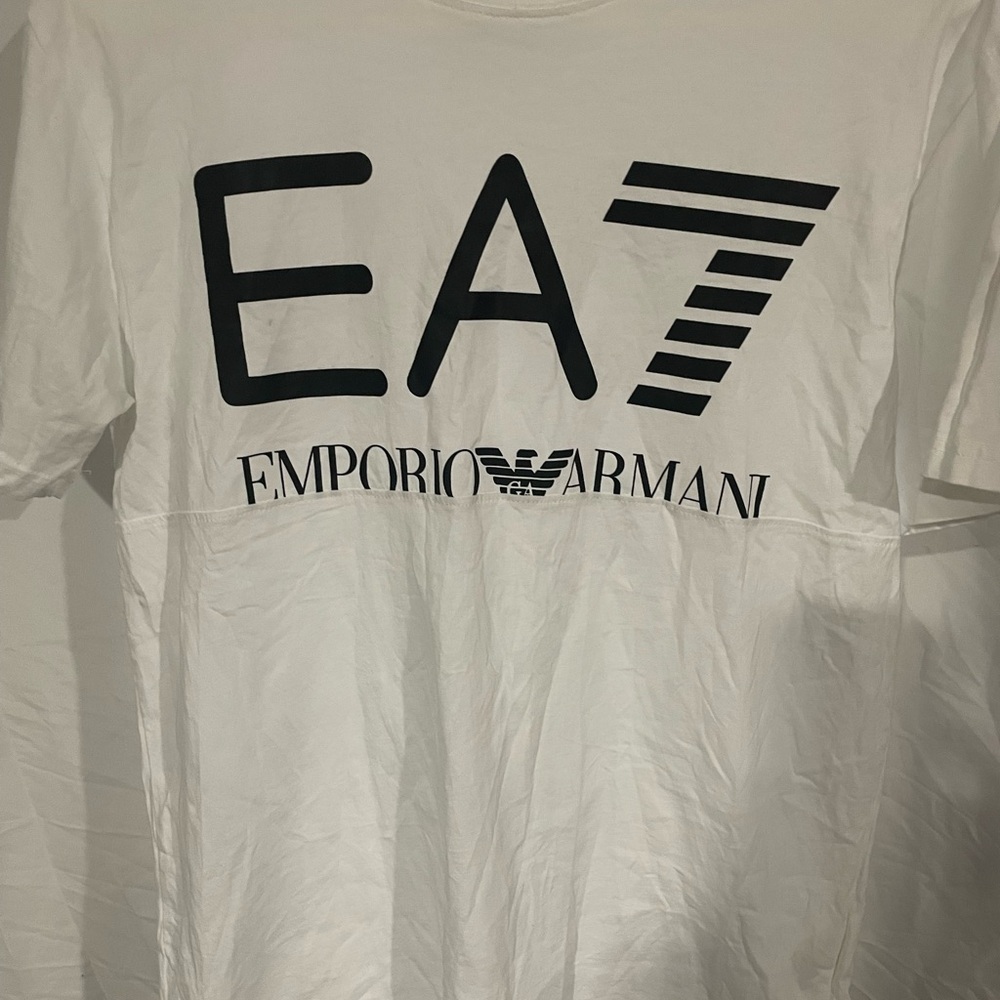 Emporio Armani White Tee with Black Logo